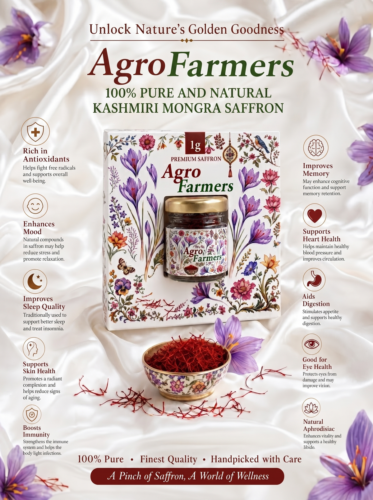 shop Kashmiri Saffron ( Kesar)  1 Gram Online India Agro farmers 